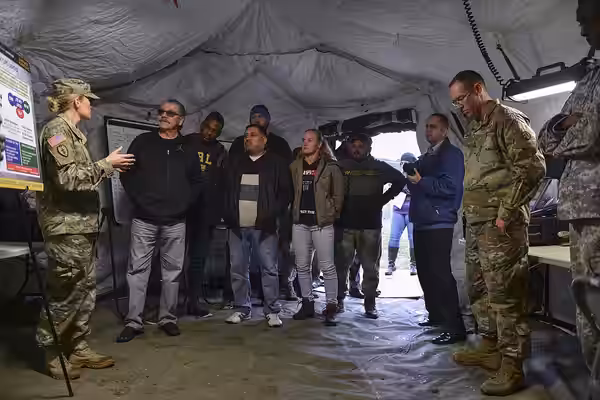 UFC fighters Ben Rothwell, Valentina Shevchenko, and Lorenz Larkin meet with U.S. Army Soldiers from the 690th Rapid Port Opening Element at Joint Base Langley- (2016)