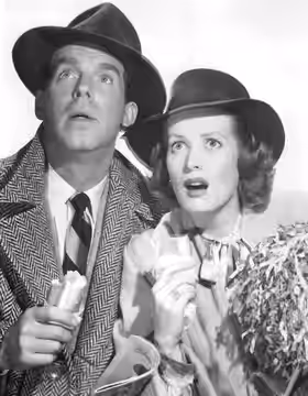 Photo of Fred MacMurray and Maureen O'Hara from the 1949 film Father Was a Fullback.