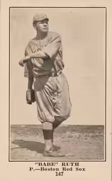Obverse of a Babe Ruth trading card produced by the Collins-McCarthy Candy Co. in 1917