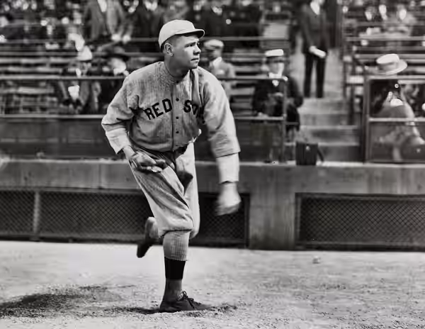 Babe Ruth pitching for Boston