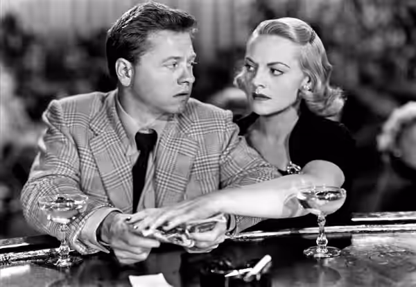 Mickey Rooney and Jeanne Cagney in the American film Quicksand (1950) - publicity still