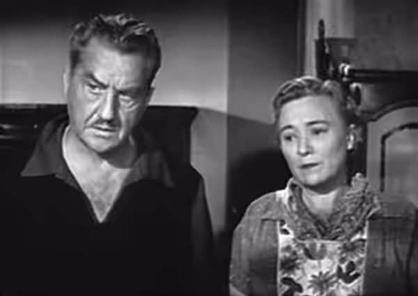 Fay Roope &amp; Barbara Brown in the TV series Mr. and Mrs. Brown, episode House Behind the Wall (cropped screenshot) (1953)