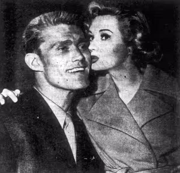 American baseball player and actor Chuck Connors and American actress Virginia Mayo (1953)