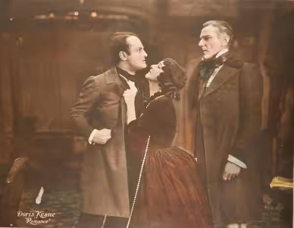 Lobby card for the American film Romance (1920).