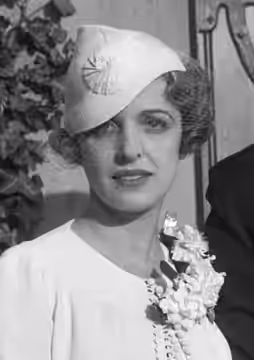 Wedding photograph of actress Natalie Schafer, taken at Wee Kirk o' the Heather chapel at Forest Lawn in Glendale, California. (1933)