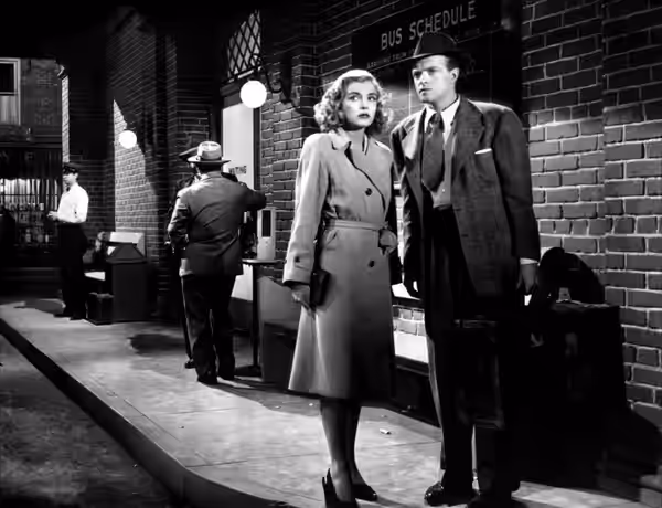 Lizabeth Scott and Van Heflin in the film The Strange Love of Martha Ivers (1946) - cropped screenshot