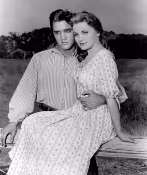 Photo of Elvis Presley and Deborah Paget from the 1957 film Love Me Tender.