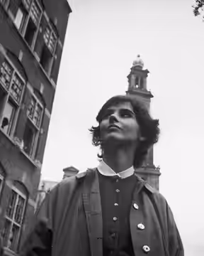 Millie Perkins, hoofdrolspeelster in de film Diary of Anne Frank, Prinsengracht, Amsterdam, 28 mei 1959 Foto Ben van Meerendonk / AHF, collectie IISG, Amsterdam