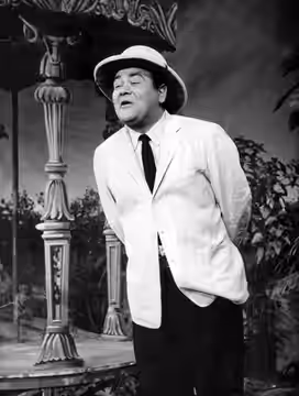 Photo of Jonathan Winters performing one of his routines on the television program The NBC Comedy Hour (an intended successor/replacement for The Colgate Comedy (1956)