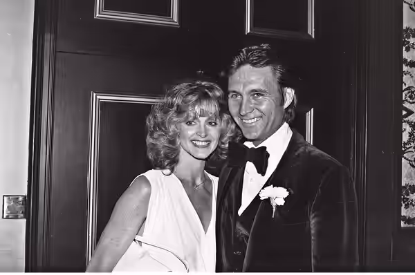 John Phillip Law at the National Film Society convention, May 1979. The woman in the photo may or may not be his wife Shawn Ryan. NOTE: Permission granted to co