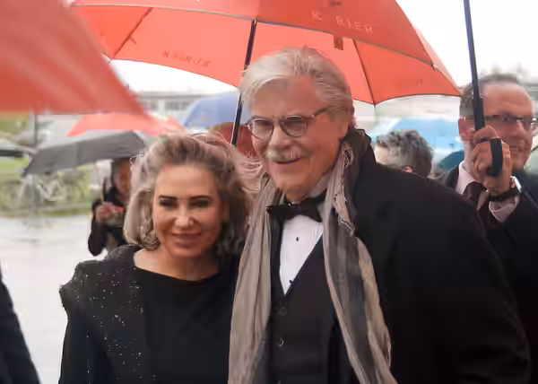 Brigitte Karner and Peter Simonischek on the red carpet of the Romy TV awards 2017 at Hofburg Palace in Vienna, Austria.