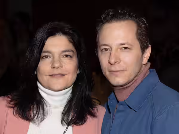 Jasmin Tabatabai and Trystan Pütter at the reception of the Hessian state government at the Berlinale 2020