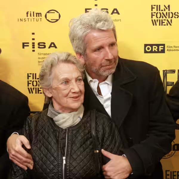 Ingrid Burkhard and Dirk Stermann at the premiere of Drei Eier im Glas at Gartenbaukino in Vienna, Austria. (2015)
