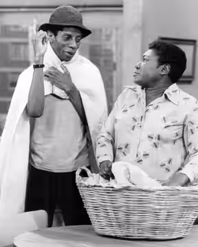 Publicity photo from Good Times. Pictured are Jimmie Walker (J.J.) and Esther Rolle (Florida).