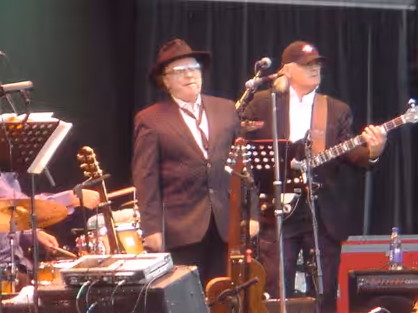 Van Morrison on stage during the open-air concert at Blickling Hall, Norfolk, UK, July 2006.