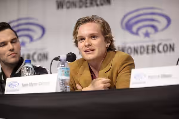 Tom Glynn-Carney speaking at the 2019 WonderCon, for "Tolkien", at the Anaheim Convention Center in Anaheim, California. Please attribute to Gage Skidmore if us