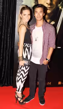 Jacinta Gulisano with Jordan Rodrigues, 2012 The Hobbit: An Unexpected Journey movie premiere: Sydney, Australia... 'The Hobbit: An Unexpected Journey' enjoyed 
