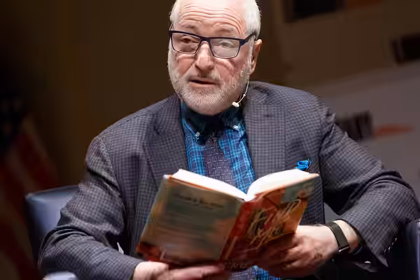 "Find Me" author André Aciman reads selections from his book during the "National Book Festival Presents" series, November 13, 2019. Photo by Shawn Miller/Libra