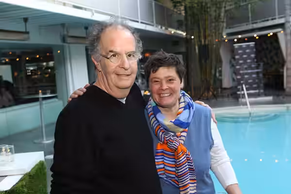 Dan Goldberg and Kathryn Emslie At a reception on March 19, 2014 in Beverly Hills, the Canadian Film Centre (CFC) proudly announced Juno-award-winning singer/so