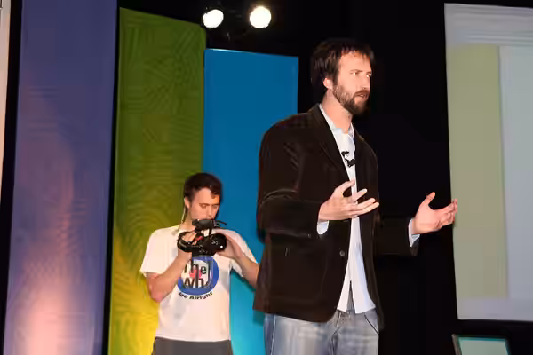 Tom Green with his videographer on stage at OnHollywood. (2006)