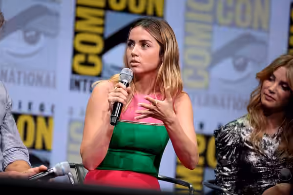 Ana de Armas speaking at the 2017 San Diego Comic Con International, for "Blade Runner 2049", at the San Diego Convention Center in San Diego, California. Pleas