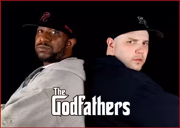 Promo photo of Kool G Rap &amp; Necro for The Godfathers album.