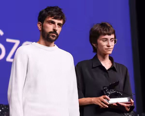 Yuval Abraham and Rachel Szor with the Special Jury Prize for ‘Naza’ during the closing ceremony of the Venice International Film Festival 83 (2026)