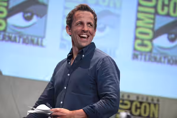 Seth Meyers speaking at the 2015 San Diego Comic Con International, for "Game of Thrones", at the San Diego Convention Center in San Diego, California. Please a