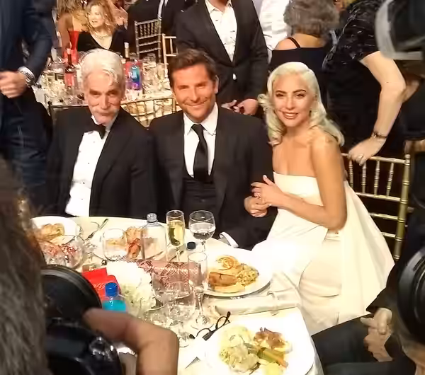 Actor Sam Elliott, Director/Actor Bradley Cooper, and Actor/Singer Lada Gaga at the “A Star is Born” table at the 24th annual Critics’ Choice Awards in Santa Mo (2019)