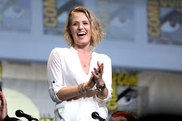 Samantha Smith speaking at the 2016 San Diego Comic Con International, for "Supernatural", at the San Diego Convention Center in San Diego, California. Please a