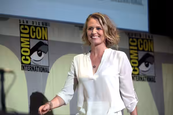 Samantha Smith speaking at the 2016 San Diego Comic Con International, for "Supernatural", at the San Diego Convention Center in San Diego, California. Please a