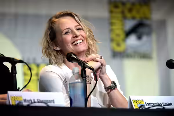 Samantha Smith speaking at the 2016 San Diego Comic Con International, for "Supernatural", at the San Diego Convention Center in San Diego, California. Please a