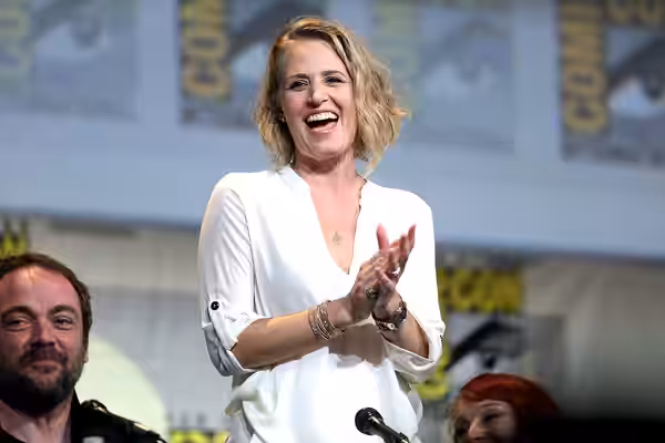 Samantha Smith speaking at the 2016 San Diego Comic Con International, for "Supernatural", at the San Diego Convention Center in San Diego, California. Please a