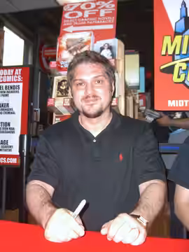 Writer Christos Gage at a book signing at Midtown Comics Times Square in Manhattan, June 21, 2010. Photo by Luigi Novi. This photo may be used and modified, for