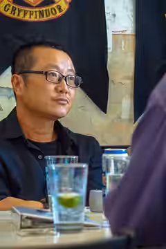Geek Bar Tor作者活动上的刘慈欣 (2015)