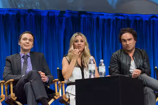 Jim Parsons, Kaley Cuoco and Johnny Galecki at PaleyFest 2013 for the TV show "Big Bang Theory"