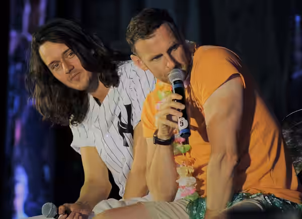 Steven Cree (and Cesar Domboy) answer fan questions during their panel at Creation Entertainment's Outlander Convention in Las Vegas on 15 July 2018.