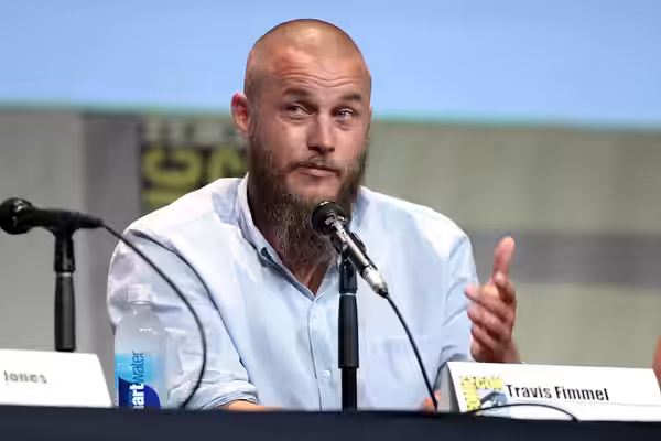 Travis Fimmel speaking at the 2015 San Diego Comic Con International, for "Warcraft", at the San Diego Convention Center in San Diego, California. Please attrib