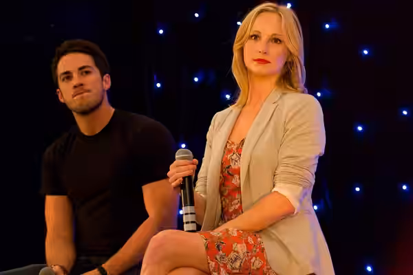 Candice Accola and Michael Trevino in Bickenhill, West Midlands, England, UK, in June 2013.