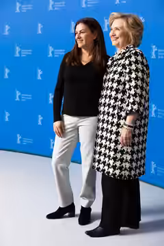 Nanette Burstein and Hillary Clinton presenting the movie Hillary at the Berlinale 2020