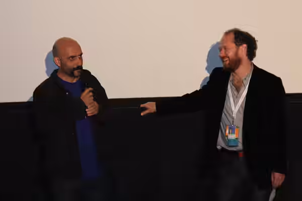 Programmer Colin Geddes (right) heaps praises on director Gaspar Noé. (2009)