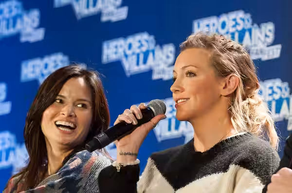 Katrina Law, Katie Cassidy, Stephen Amell and John Barrowman at HVFF London 2016.