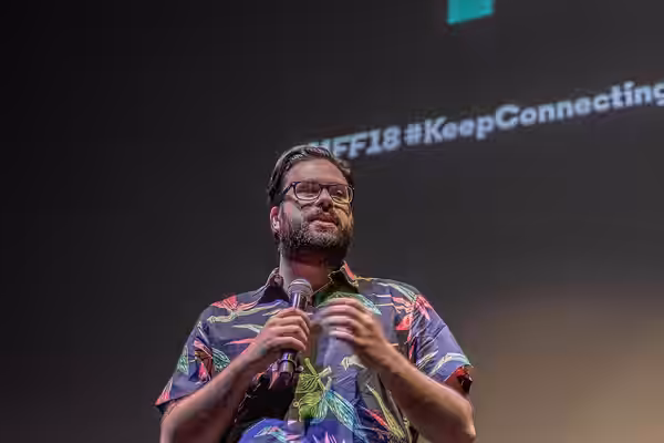 Brett Haley at the premiere of Hearts Beat Loud during the Montclair Film Festival 2018.