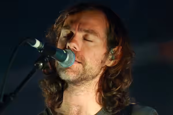 Aaron Dessner performing with The National at Byron Bay Bluesfest, Easter 2016