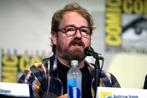 Andrew Dabb speaking at the 2016 San Diego Comic Con International, for "Supernatural", at the San Diego Convention Center in San Diego, California. Please attr