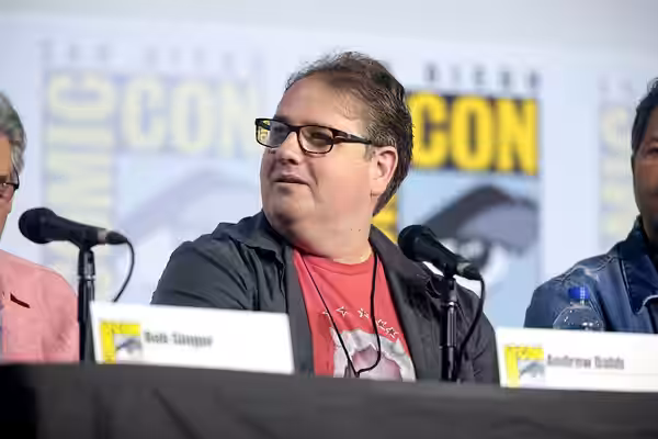 Andrew Dabb speaking at the 2019 San Diego Comic Con International, for "Supernatural", at the San Diego Convention Center in San Diego, California. Please attr