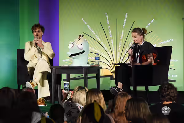 Matthew Gray Gubler gives a presentation on the Children's Green Stage at the National Book Festival, August 31, 2019. Photo by David Rice/Library of Congress. 