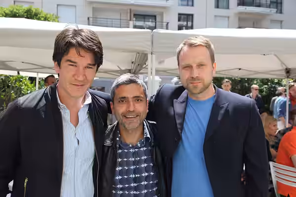 Directors of Easy Money 1, 2 and 3, Daniel Espinosa, Babak Najafi and Jens Jonsson, at Cannes Film Festival 2012.