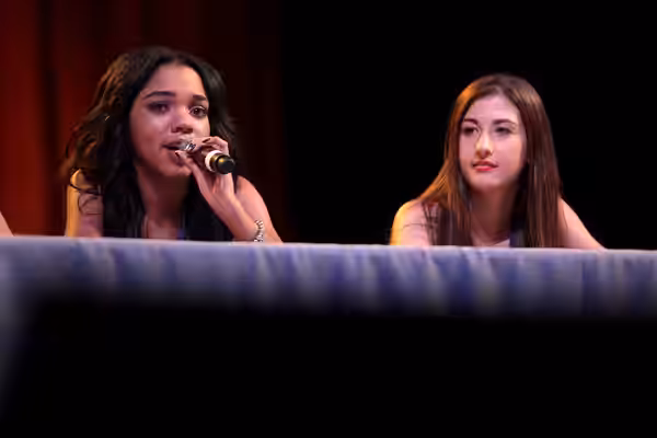 Teala Dunn speaking at the 2014 VidCon at the Anaheim Convention Center in Anaheim, California. Please attribute to Gage Skidmore if used elsewhere.
