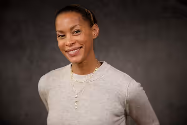 Kearran Giovanni, actor from Los Angeles, at the WikiPortraits studio at the 2025 Sundance Film Festival.